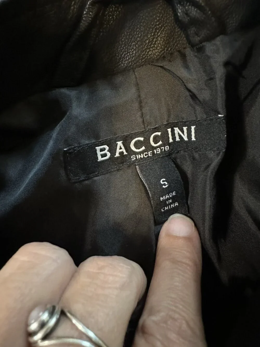 Baccini Black Faux Leather Moto Jacket Womens S Zip Biker Coat Edgy Layering